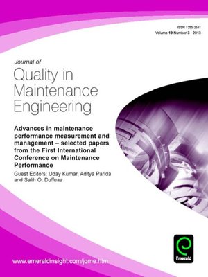 cover image of Journal of Quality in Maintenance Engineering, Volume 19, Issue 3